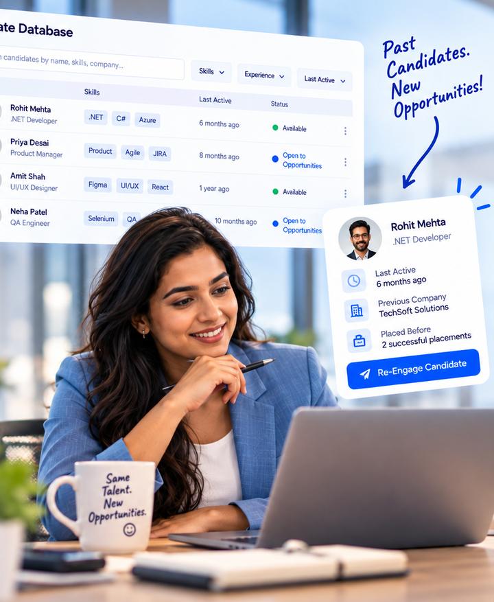 An agency recruiter searching her candidate database
